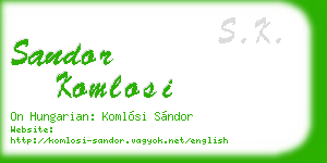 sandor komlosi business card
